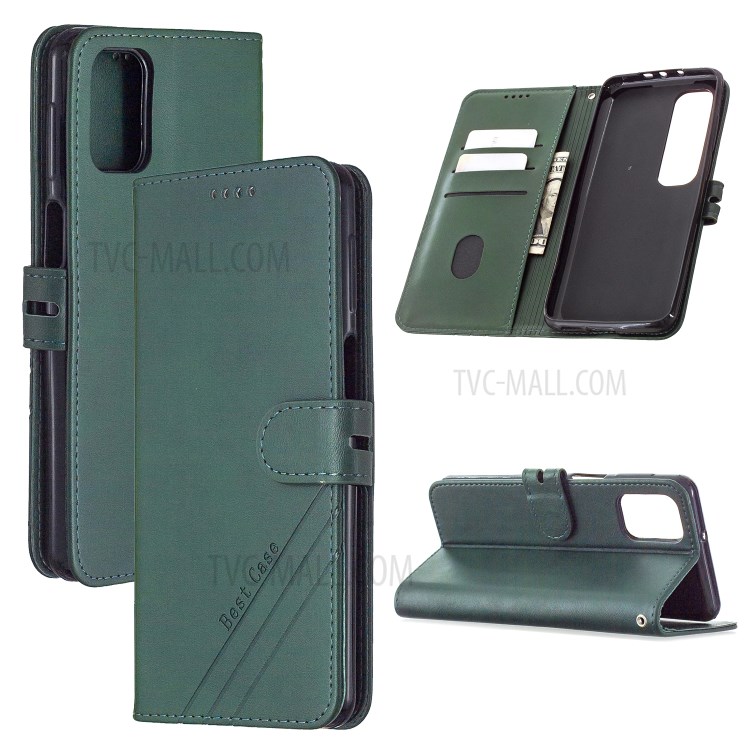 Classic Wallet Leather Stand Phone Protective Cover for Samsung Galaxy M31s - Green-1