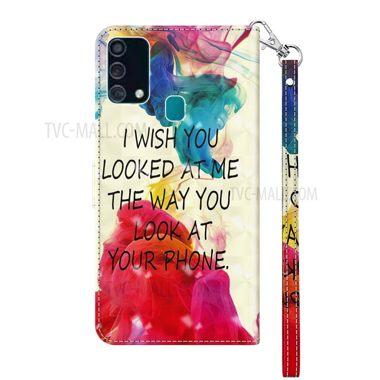 Pattern Printing Light Spot Decor for Samsung Galaxy F41 Leather Shell with Lanyard - Sentence-3