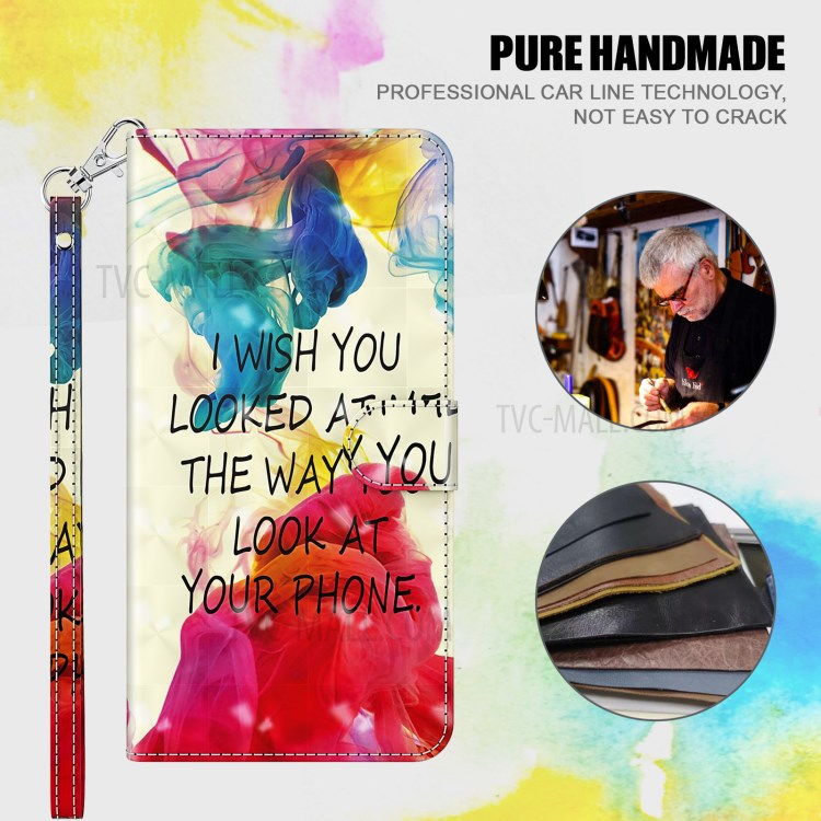 Pattern Printing Light Spot Decor for Samsung Galaxy F41 Leather Shell with Lanyard - Sentence-4