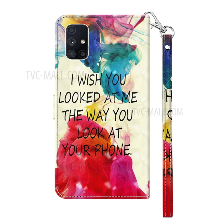 Light Spot Decor Pattern Printing Case for Samsung Galaxy M51 Leather Shell with Lanyard - Sentence-3