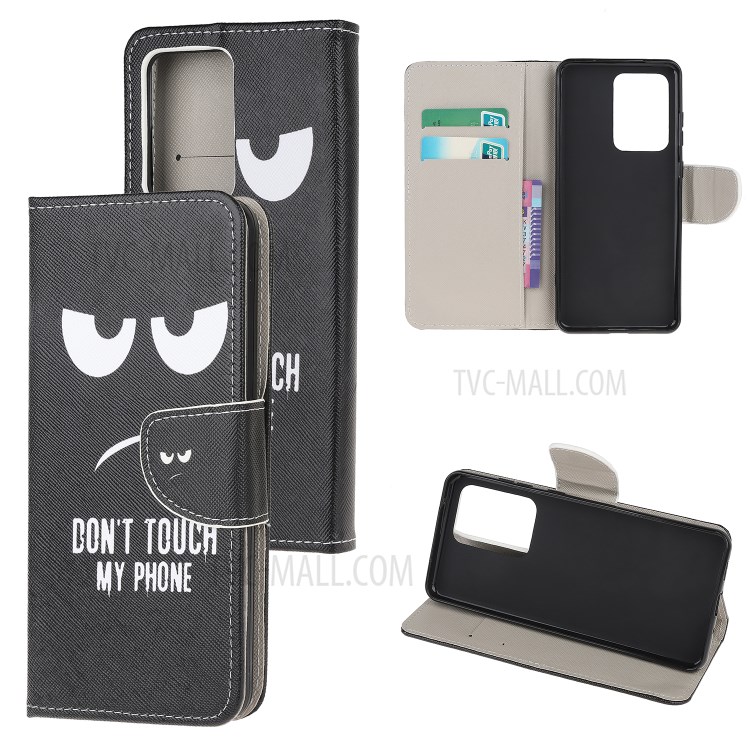 Pattern Printing Cross Texture Leather Wallet Phone Stand Protective Case for Samsung Galaxy S30 Ultra/S21 Ultra - Angry Face-1