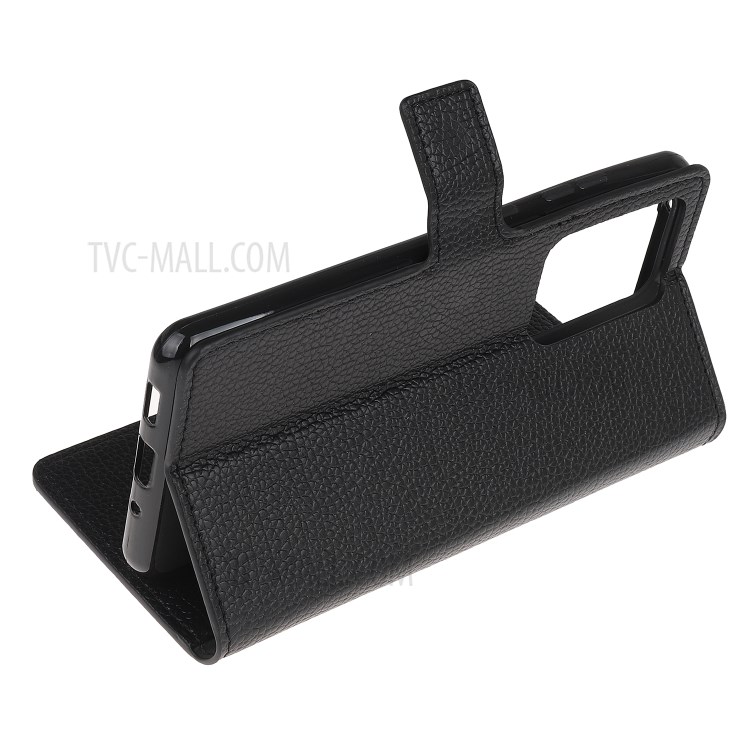 Wallet Stand Litchi Texture Leather Phone Protector for Samsung Galaxy S30 Ultra/S21 Ultra - Black-4