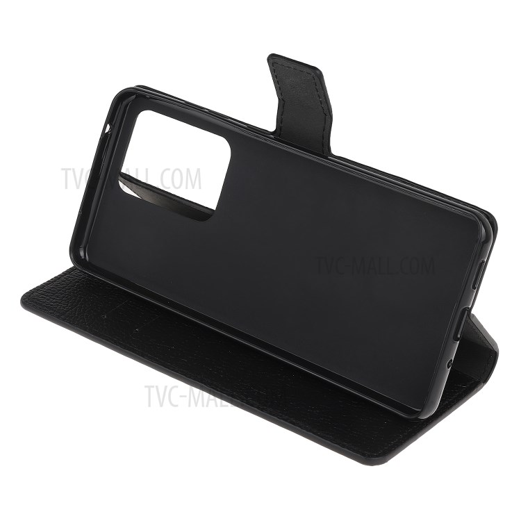 Wallet Stand Litchi Texture Leather Phone Protector for Samsung Galaxy S30 Ultra/S21 Ultra - Black-5