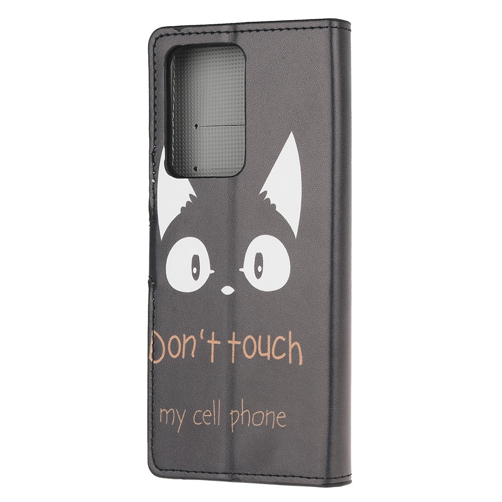 Wallet Stand Leather Pattern Printing Protective Case for Samsung Galaxy S30 Ultra/S21 Ultra - Black Cat-3