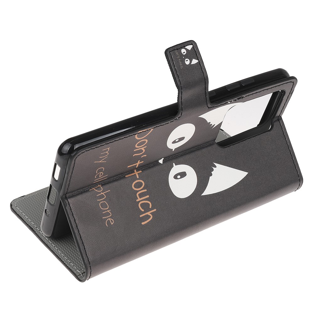 Wallet Stand Leather Pattern Printing Protective Case for Samsung Galaxy S30 Ultra/S21 Ultra - Black Cat-4