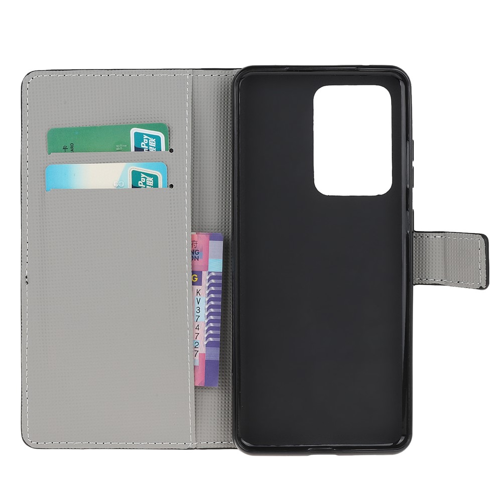 Wallet Stand Leather Pattern Printing Protective Case for Samsung Galaxy S30 Ultra/S21 Ultra - Black Cat-6