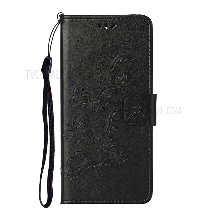 Imprint Butterfly Flowers Leather Wallet Stand Case for Samsung Galaxy S21+ / S30+ - Black-2