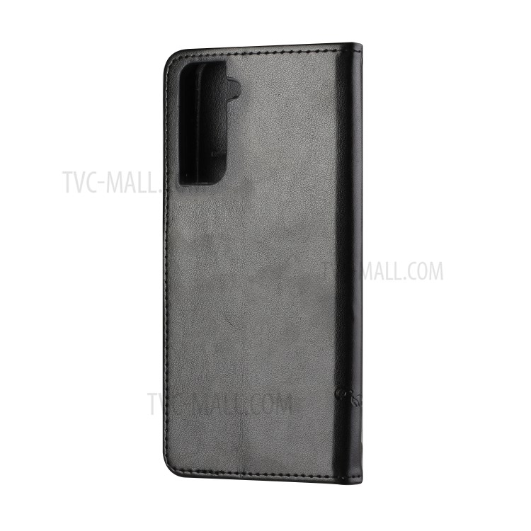 Imprint Butterfly Flowers Leather Wallet Stand Case for Samsung Galaxy S21+ / S30+ - Black-4