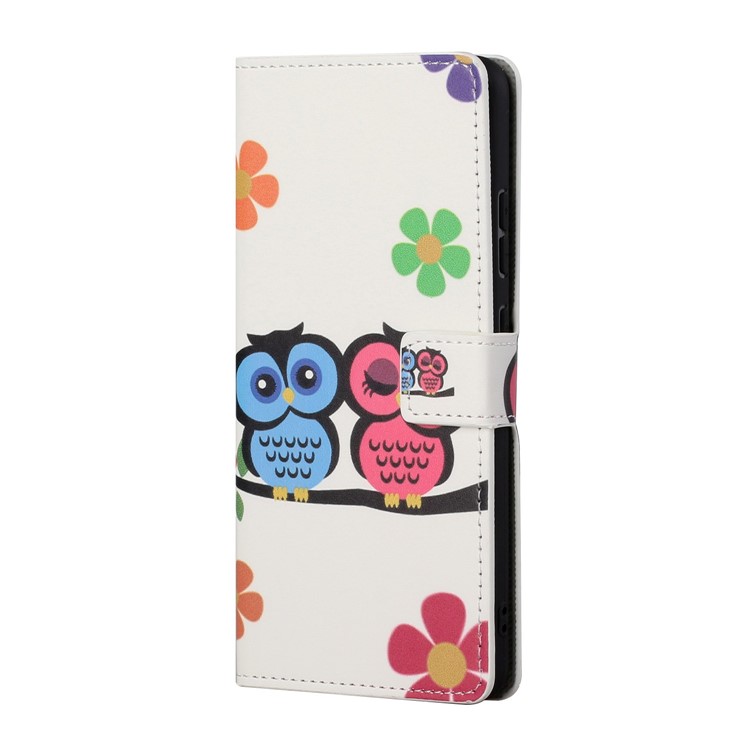 Pattern Printing Cover Leather Wallet Stand Case for Samsung Galaxy S30+/S21+ - Couple Owls-2
