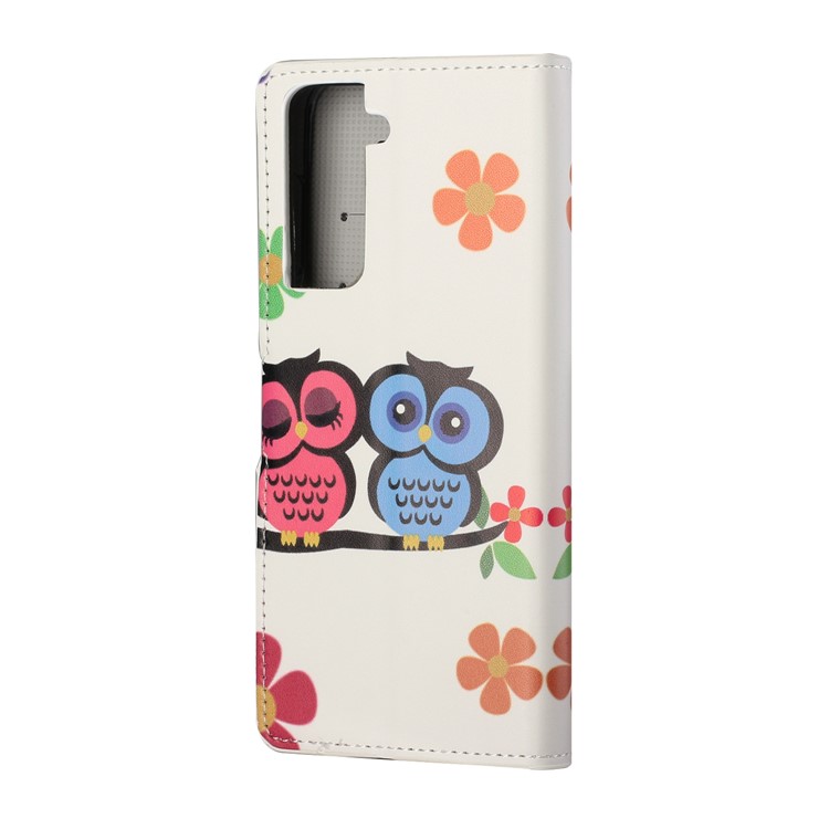 Pattern Printing Cover Leather Wallet Stand Case for Samsung Galaxy S30+/S21+ - Couple Owls-4
