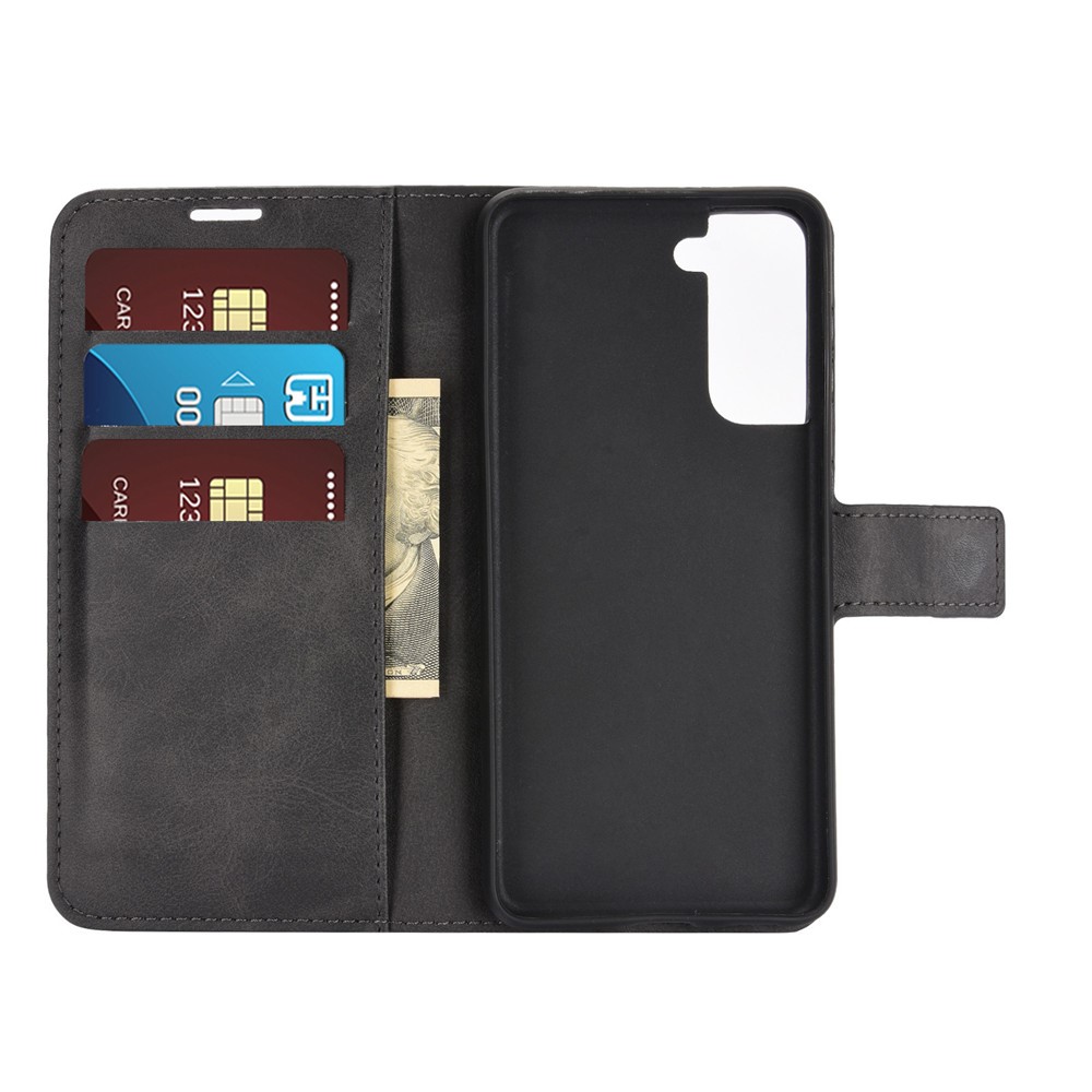 Magnetic Buckle Wallet Leather Phone Protective Shell for Samsung Galaxy S21 - Black-2