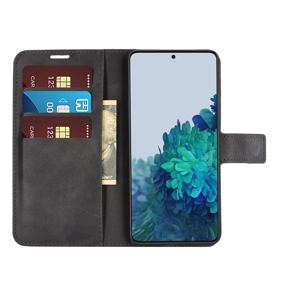 Magnetic Buckle Wallet Leather Phone Protective Shell for Samsung Galaxy S21 - Black-3