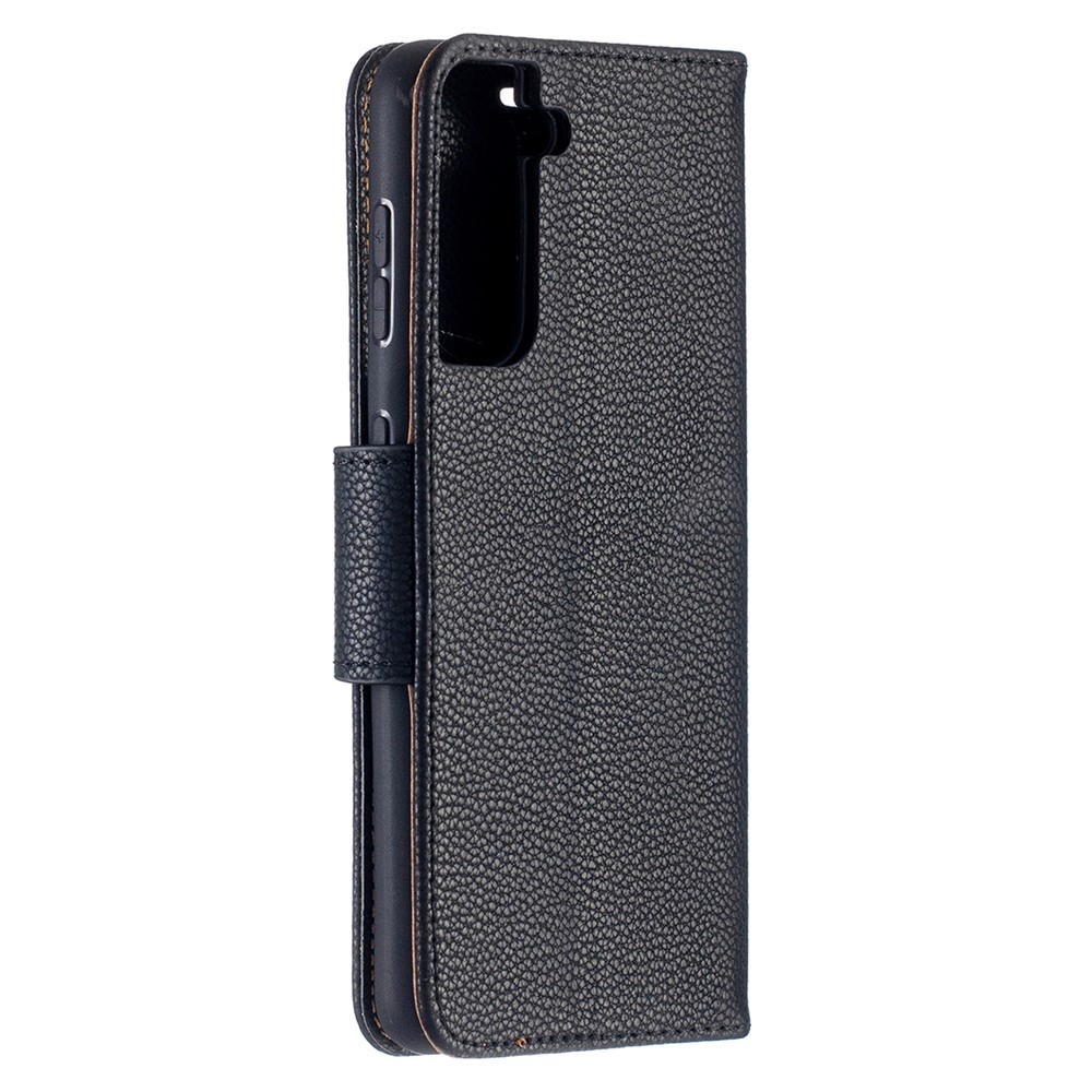 Litchi Surface with Wallet Leather Stand Phone Case for Samsung Galaxy S21 - Black-3