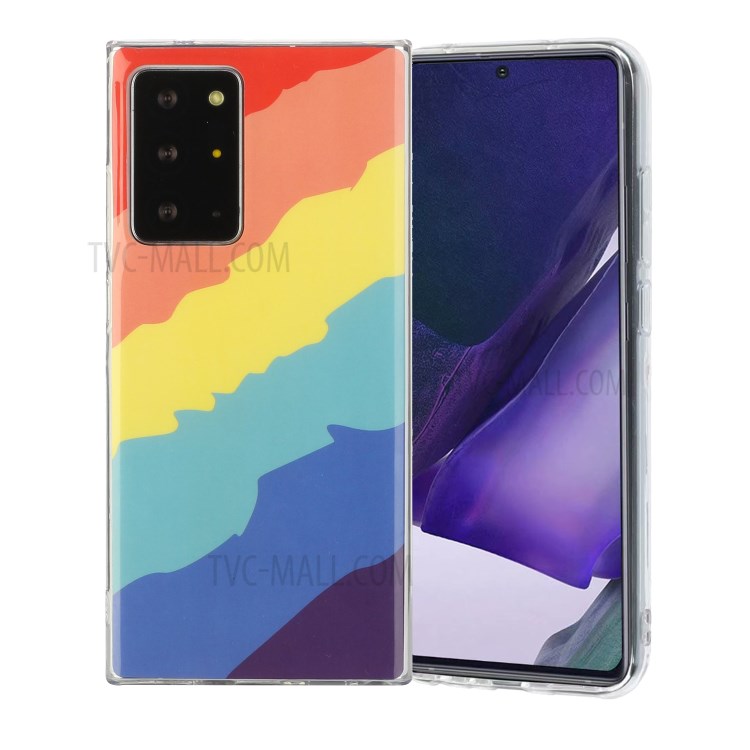 Soft TPU Phone Cover with IMD Rainbow for Samsung Galaxy Note20 Ultra/Note20 Ultra 5G - Twill Rainbow-1