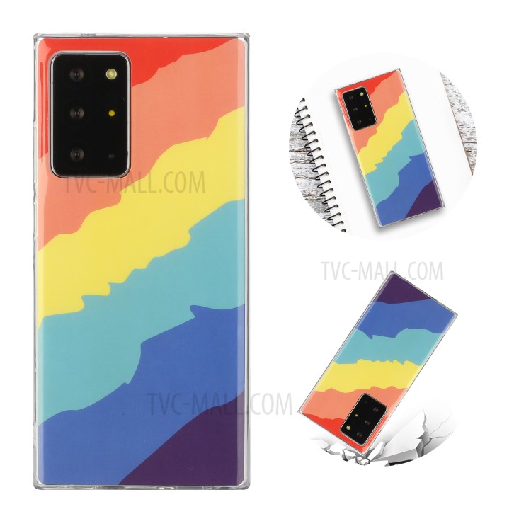 Soft TPU Phone Cover with IMD Rainbow for Samsung Galaxy Note20 Ultra/Note20 Ultra 5G - Twill Rainbow-2