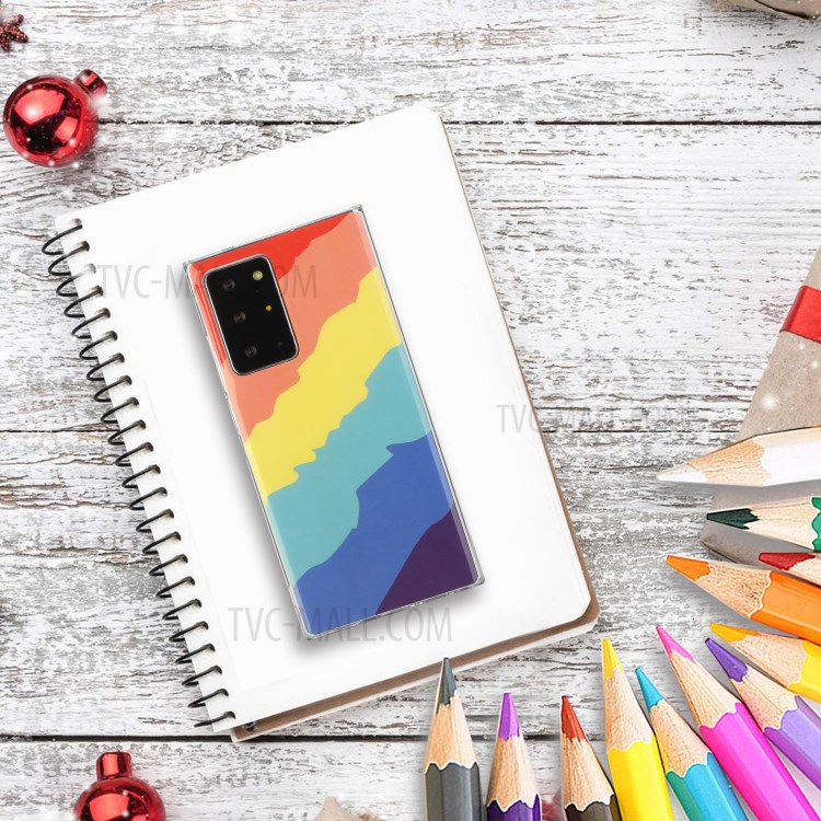 Soft TPU Phone Cover with IMD Rainbow for Samsung Galaxy Note20 Ultra/Note20 Ultra 5G - Twill Rainbow-5