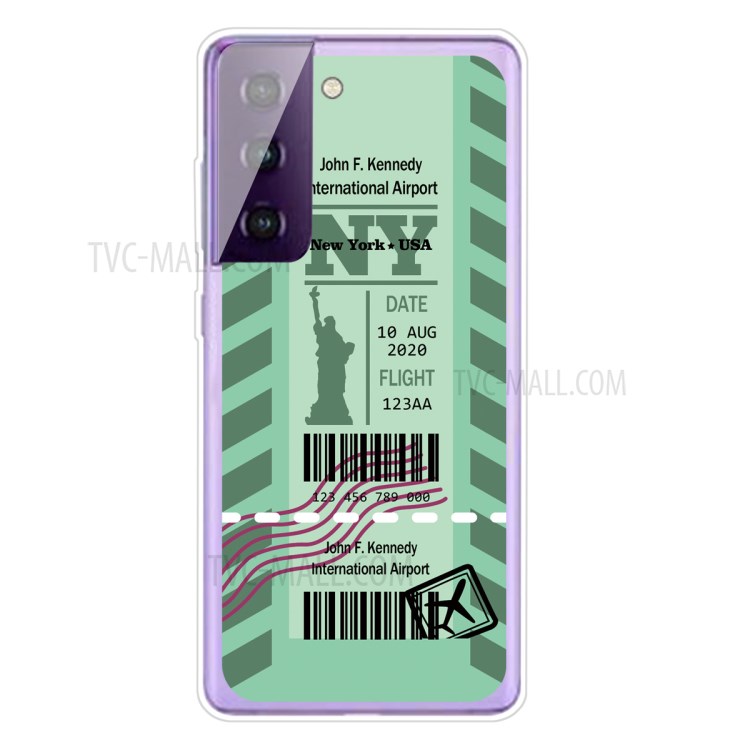 Cáscara De Patrón De Códigos De Barras De Pase De Embarque Para Samsung Galaxy S30 Soft TPU Funda Móvil - Nueva York-1