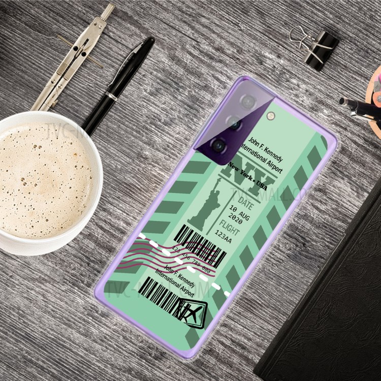 Cáscara De Patrón De Códigos De Barras De Pase De Embarque Para Samsung Galaxy S30 Soft TPU Funda Móvil - Nueva York-2