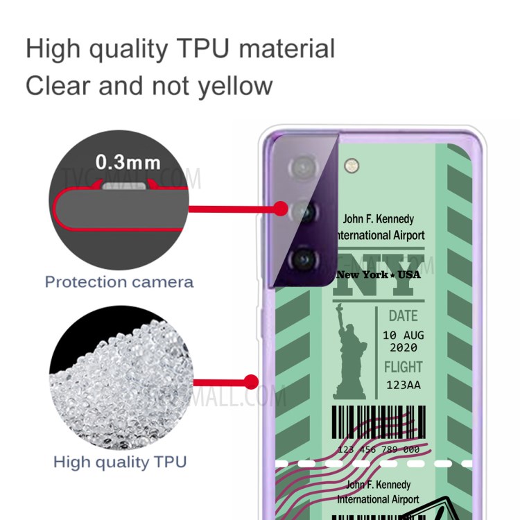 Cáscara De Patrón De Códigos De Barras De Pase De Embarque Para Samsung Galaxy S30 Soft TPU Funda Móvil - Nueva York-4
