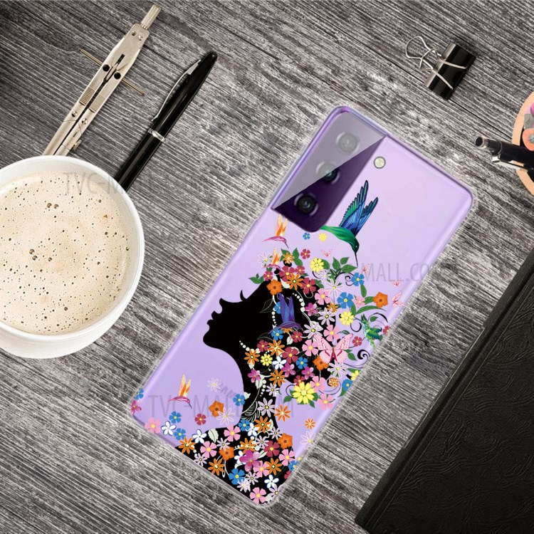 Padrão Impressão IMD TPU Celular Capa Para Samsung Galaxy S30 + Shell Macio - Menina Da Flor-2