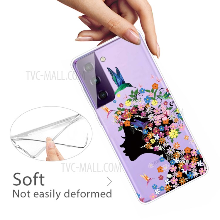 Padrão Impressão IMD TPU Celular Capa Para Samsung Galaxy S30 + Shell Macio - Menina Da Flor-3