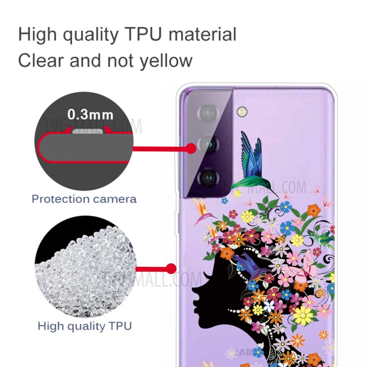 Padrão Impressão IMD TPU Celular Capa Para Samsung Galaxy S30 + Shell Macio - Menina Da Flor-4
