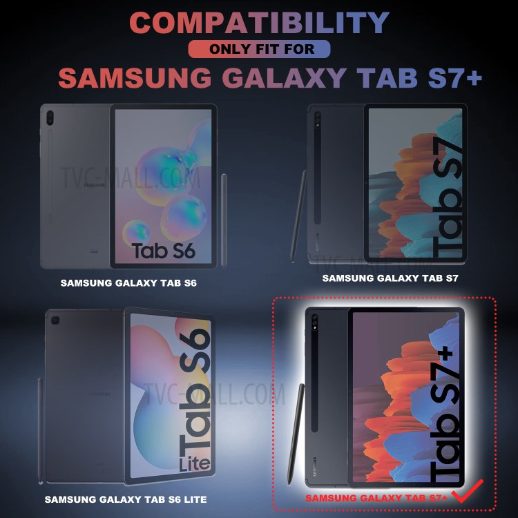 Tri-fold Stand PU Leather Cover with Pen Holder for Samsung Galaxy Tab S7 Plus SM-T970/T975/T976 - Black-10