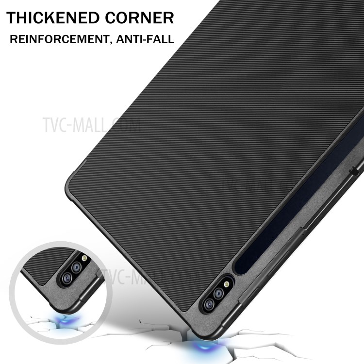 Tri-fold Stand PU Leather Cover with Pen Holder for Samsung Galaxy Tab S7 Plus SM-T970/T975/T976 - Black-4