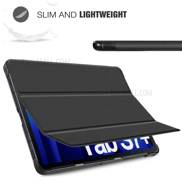 Tri-fold Stand PU Leather Cover with Pen Holder for Samsung Galaxy Tab S7 Plus SM-T970/T975/T976 - Black-5