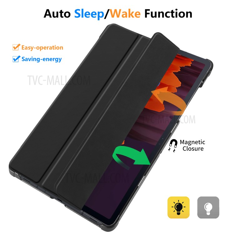 Tri-fold Stand PU Leather Cover with Pen Holder for Samsung Galaxy Tab S7 Plus SM-T970/T975/T976 - Black-7