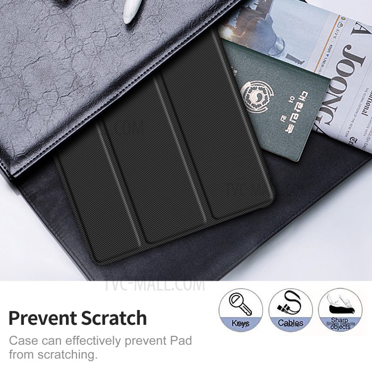 Tri-fold Stand PU Leather Cover with Pen Holder for Samsung Galaxy Tab S7 Plus SM-T970/T975/T976 - Black-9
