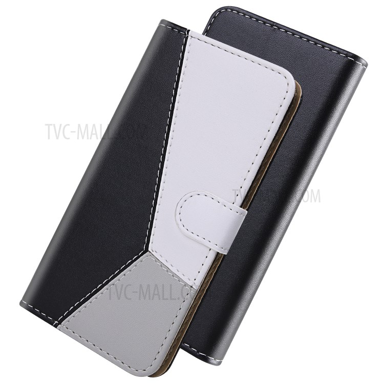Three-color Splicing Stand for Samsung Galaxy S30 Ultra PU Leather Wallet Phone Shell - Black/White/Grey-5
