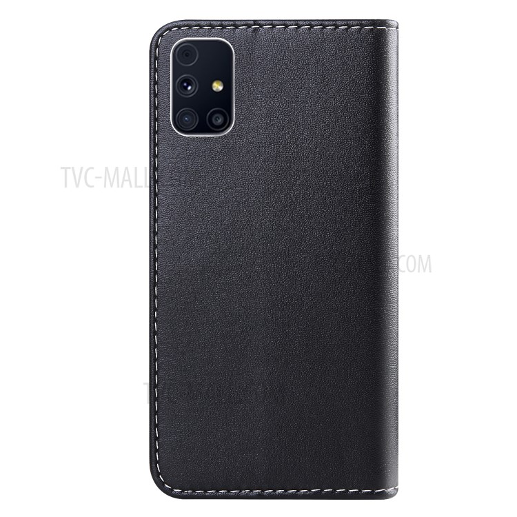 Three-color Splicing Wallet Stand Protector for Samsung Galaxy M31s PU Leather Shell - Black/White/Grey-3