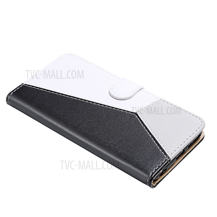 Three-color Splicing Wallet Stand Protector for Samsung Galaxy M31s PU Leather Shell - Black/White/Grey-6