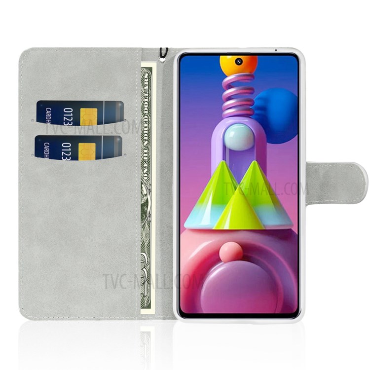 Glittery Powder Splicing Wallet Stand Leather Phone Cover for Samsung Galaxy M51 (Side Fingerprint Version) - Black-4