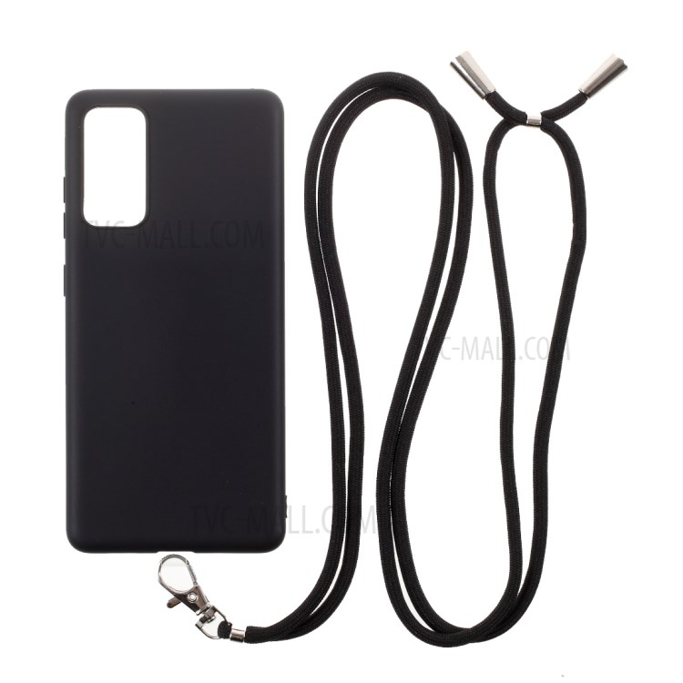 Solid Color Candy TPU Cover with Lanyard for Samsung Galaxy S20 FE/S20 Fan Edition/S20 FE 5G/S20 Fan Edition 5G - Black-1