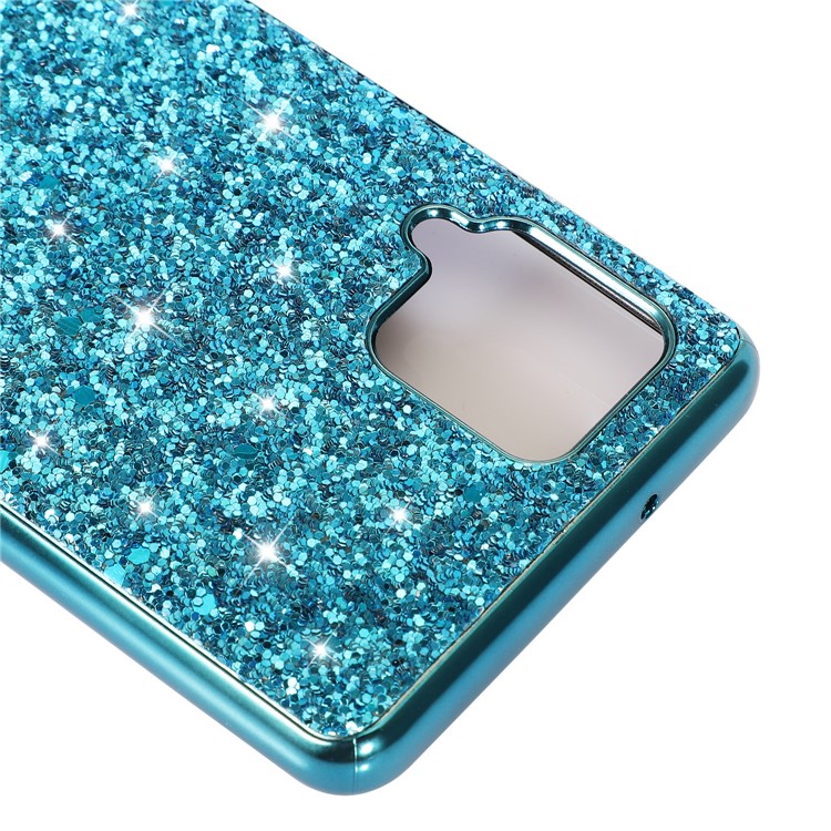 Glittering Powder Design Electroplating TPU Frame + PC Hybrid Back Shell Case for Samsung Galaxy A42 5G - Blue-4