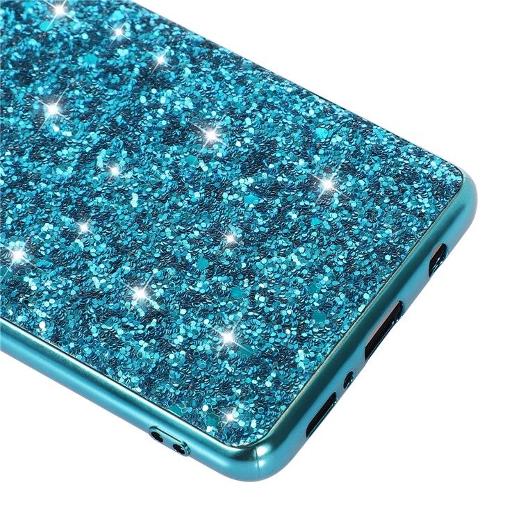 Glittering Powder Design Electroplating TPU Frame + PC Hybrid Back Shell Case for Samsung Galaxy A42 5G - Blue-5