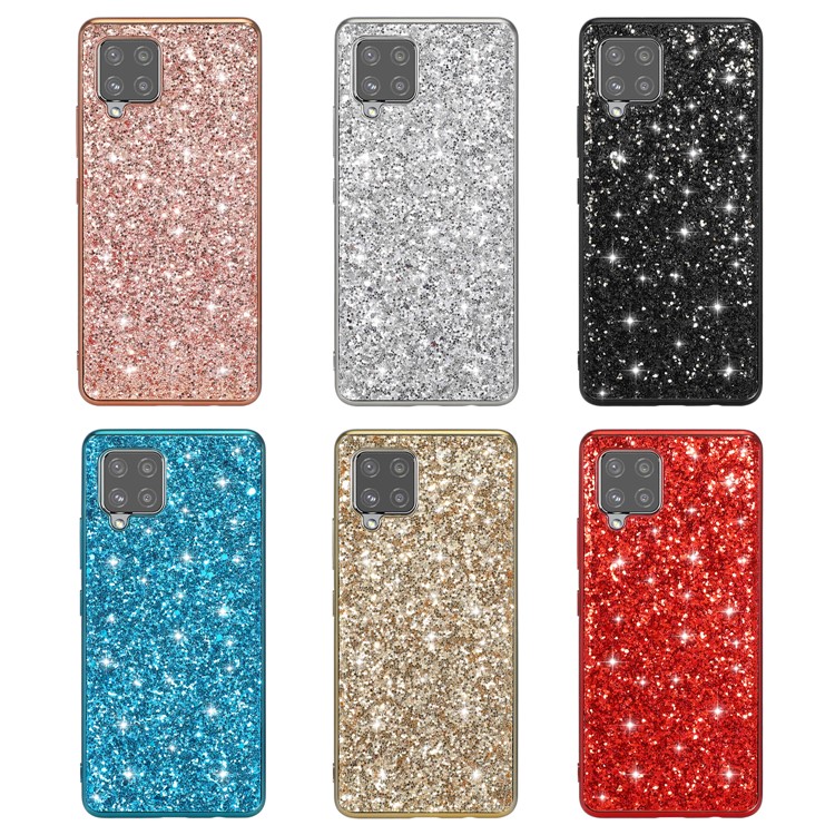 Glittering Powder Design Electroplating TPU Frame + PC Hybrid Back Shell Case for Samsung Galaxy A42 5G - Blue-7