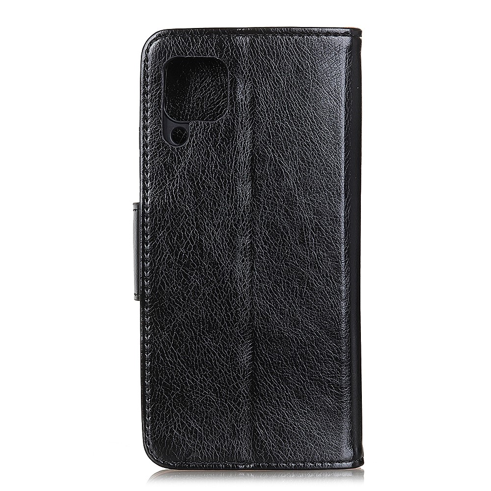 Nappa Texture Split Leather Wallet Folio Flip Phone Case for Samsung Galaxy A12 - Black-10
