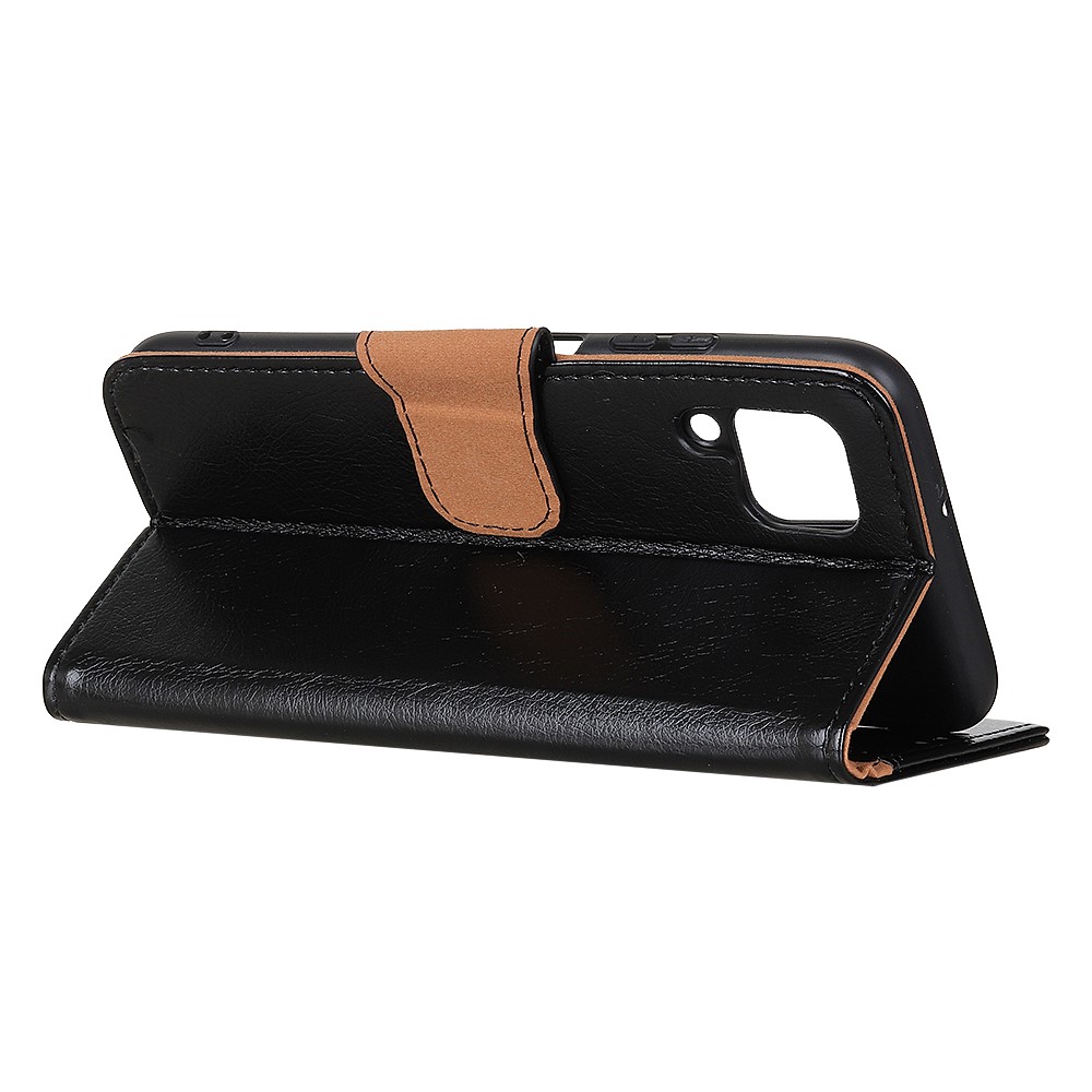 Nappa Texture Split Leather Wallet Folio Flip Phone Case for Samsung Galaxy A12 - Black-11