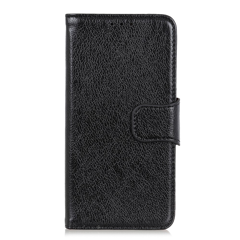 Shockproof Phone Case for Samsung Galaxy A12 Nappa Texture Split Leather Flip Folio Cover Protective Phone Shell with Stand Wallet - Black-4