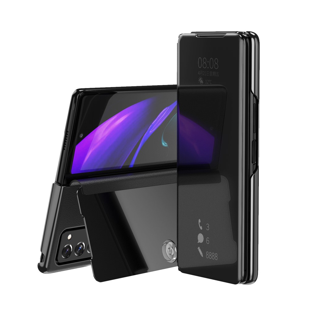 For Samsung Galaxy Z Fold2 5G Flip Leather Cover with Stand Full Body Protective Phone Case - Black