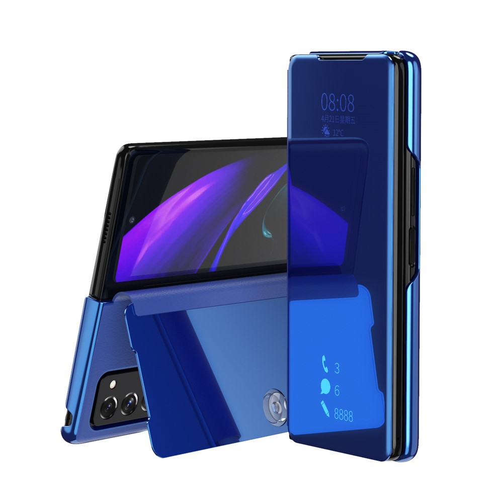 For Samsung Galaxy Z Fold2 5G Flip Leather Cover with Stand Full Body Protective Phone Case - Blue
