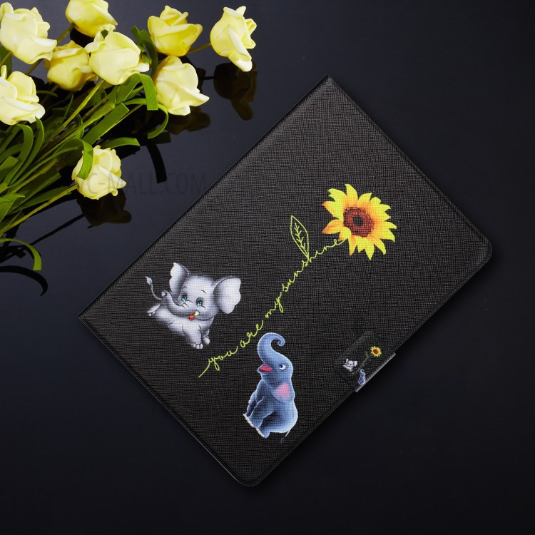 Distinctive Patterned Protector for Samsung Galaxy Tab S6 Lite P610/P615 Stand Leather Cover - Elephants and Sunflower-7