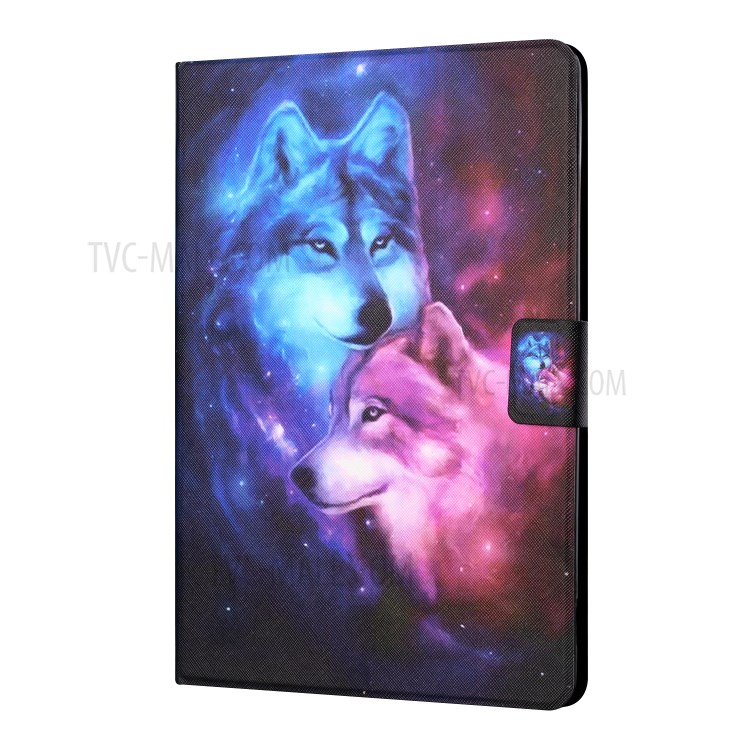 Distinctive Patterned Tablet Protector for Samsung Galaxy Tab A7 10.4 (2020) T500/T505 Card Slots Stand Leather Cover - Couple Wolf-2