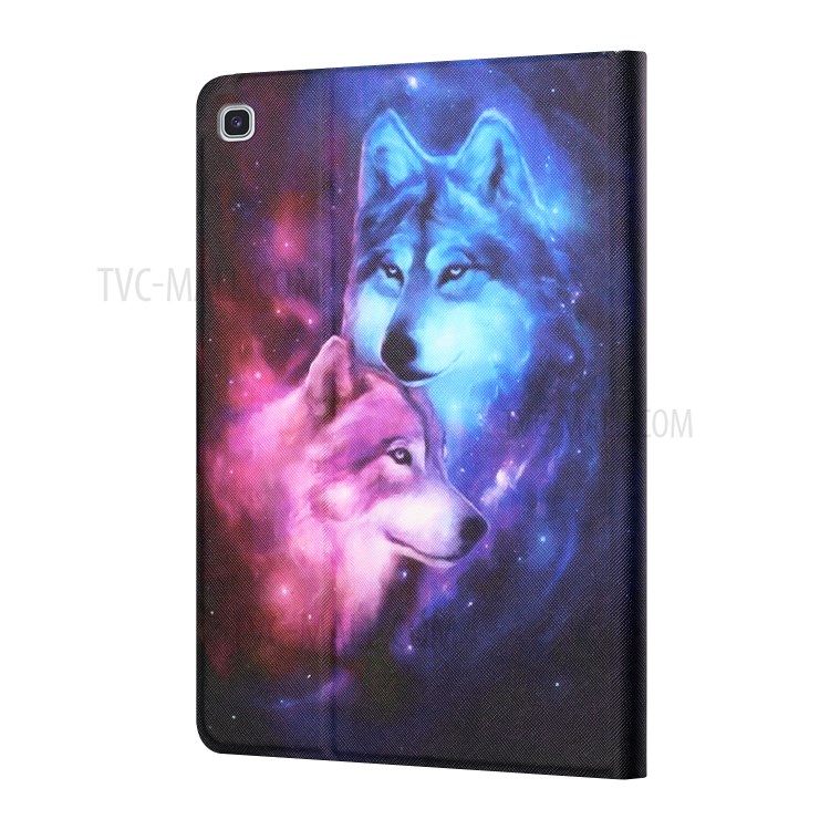 Distinctive Patterned Tablet Protector for Samsung Galaxy Tab A7 10.4 (2020) T500/T505 Card Slots Stand Leather Cover - Couple Wolf-3