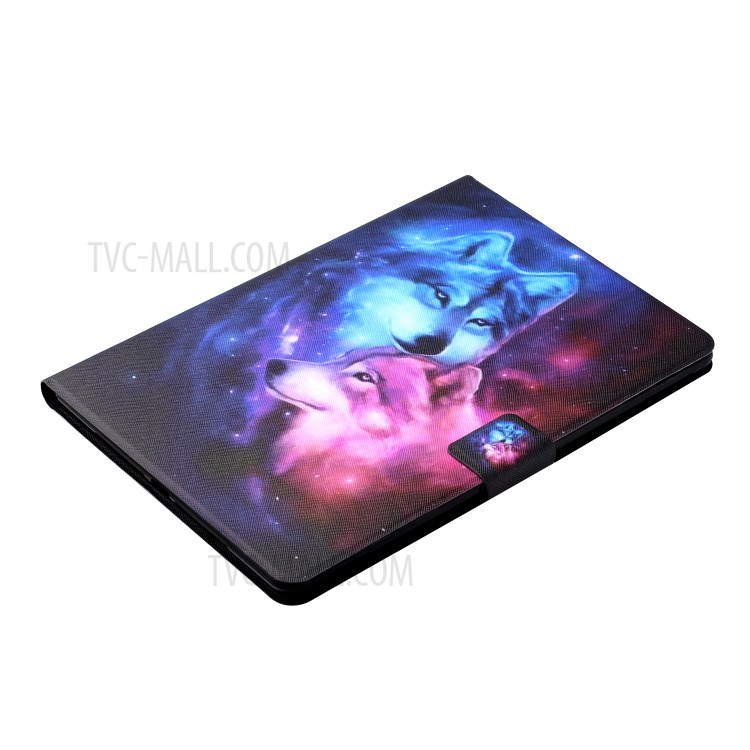 Distinctive Patterned Tablet Protector for Samsung Galaxy Tab A7 10.4 (2020) T500/T505 Card Slots Stand Leather Cover - Couple Wolf-4