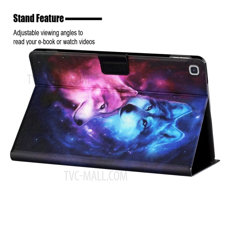 Distinctive Patterned Tablet Protector for Samsung Galaxy Tab A7 10.4 (2020) T500/T505 Card Slots Stand Leather Cover - Couple Wolf-5