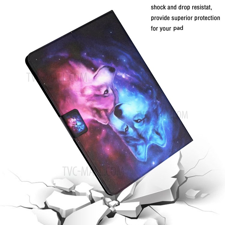 Distinctive Patterned Tablet Protector for Samsung Galaxy Tab A7 10.4 (2020) T500/T505 Card Slots Stand Leather Cover - Couple Wolf-6
